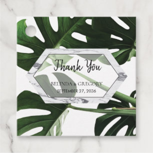 Tropical Monstera Marble Bröllop Gift Gåvor Etiketter