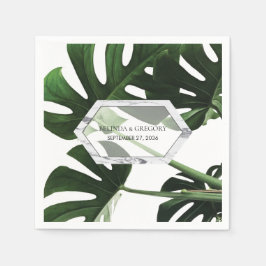 Tropical Monstera Marble Bröllop Pappersservett