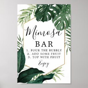 Tropical Monstera Mimosa Pub Sign Poster