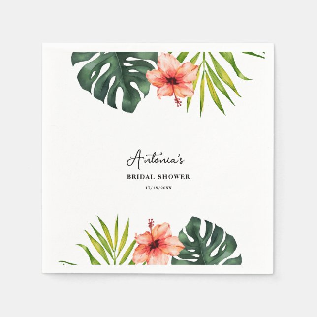 Tropical Monstera Palm Bridal Shower  Pappersservett (Framsidan)