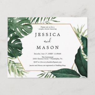 Tropical Monstera Par Shower-inbjudan Vykort
