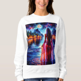 Tropical moonlit fantasy woman in paradise t shirt