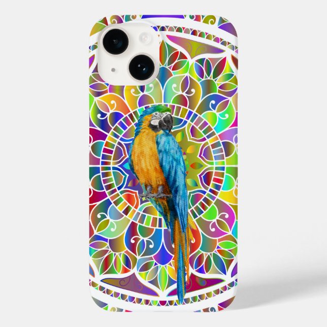 Tropical Mosaic – Blue & Gold Macaw Mandala (Baksida)