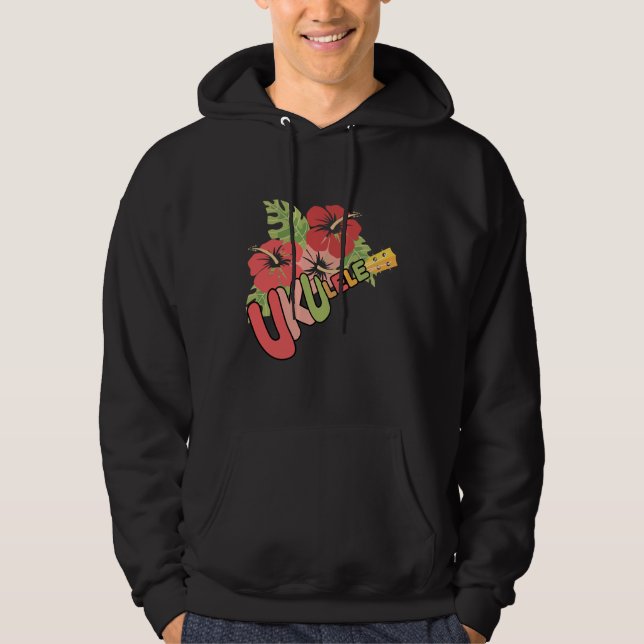 Tropical Music Guitar Instrument Hawaiian Ukulele Hoodie (Framsida)