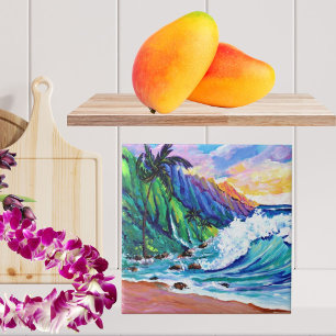 Tropical Na Pali Kusten Ceramic Tile Kakelplatta