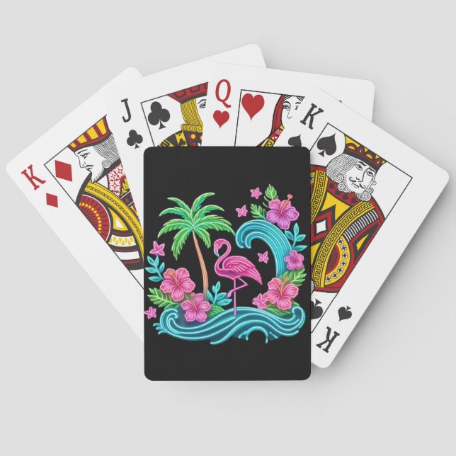 Tropical Neon Flamingo Casinokort (Baksidan)
