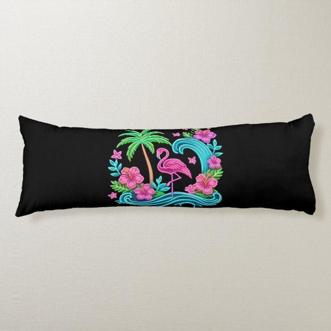 Tropical Neon Flamingo Kroppskudde (Framsidan)