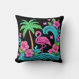 Tropical Neon Flamingo Kudde