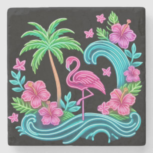 Tropical Neon Flamingo Stenunderlägg