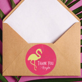 Tropical Neon Flamingo Tack Runt Klistermärke