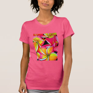 Tropical Neon Frangipani-blomskonst T Shirt