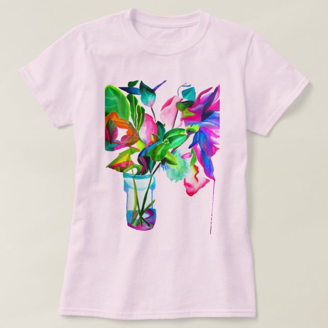 Tropical Neon Frangipani-blomskonst T Shirt (Design framsida)