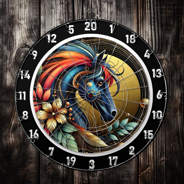 Tropical Neon Horse Escape Artwork Darttavla (Skapare uppladdad)