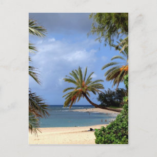 Tropical North Shore Beach, Oahu, Hawaii Vykort