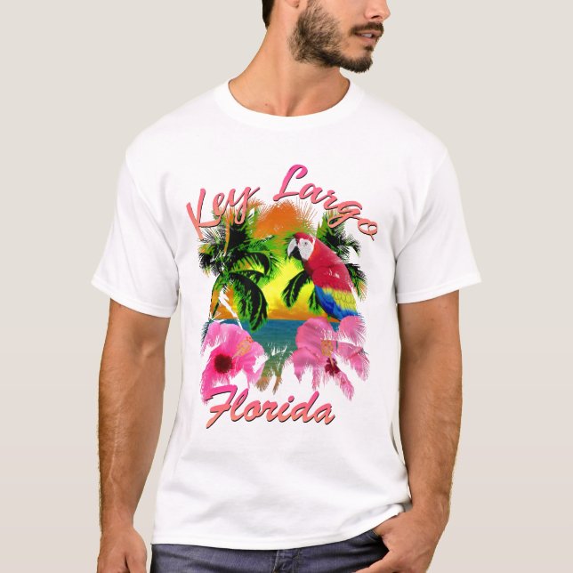 Tropical Nyckel Largo Florida Nycklar T Shirt (Framsida)