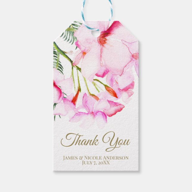 Tropical Oasis Rosa Grönt Hawaiian Möhippa Presentetikett (Framsidan)