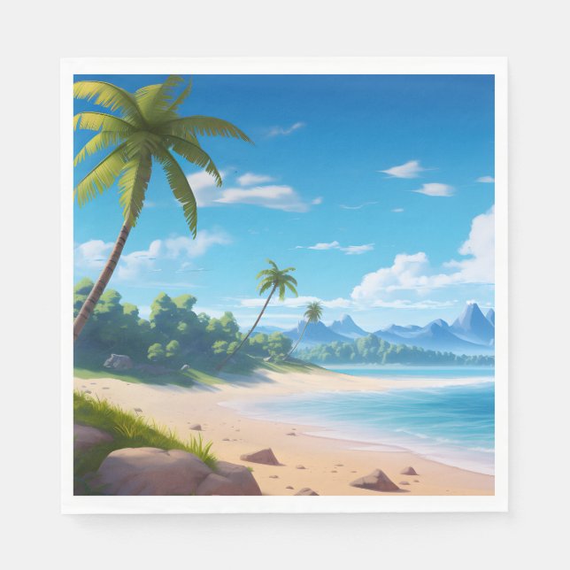 Tropical Ocean Island Sandy Beach Shore Pappersservett (Framsidan)