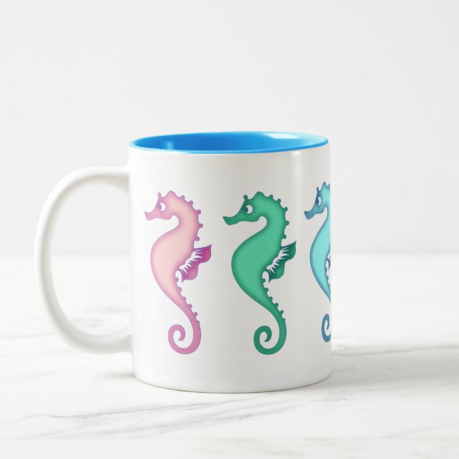 Tropical Ocean Seahorse Trio Två-Tonad Mugg (Vänster)