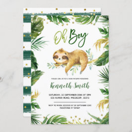 Tropical Oh Boy Sloth Baby Shower-inbjudan Inbjudningar