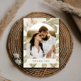 Tropical Orchid Botanical Wedding Photo Thank You  Tack Kort