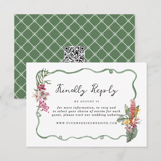 Tropical Organic Wedding Online RSVP Card Tilläggskort (Fram/baksida)