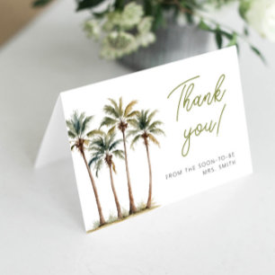 Tropical Palm And Beach Bridal Show Thank You Card Kort