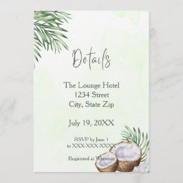 Tropical Palm Leaf & Coconut Details Card Inbjudningar