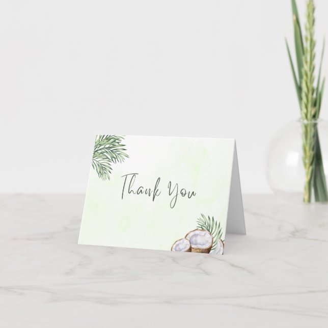 Tropical Palm Leaf & Coconut Thank You Card Tack Kort (Framsida)