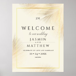 Tropical Palm Leafs Wedding Welcome Sign Poster