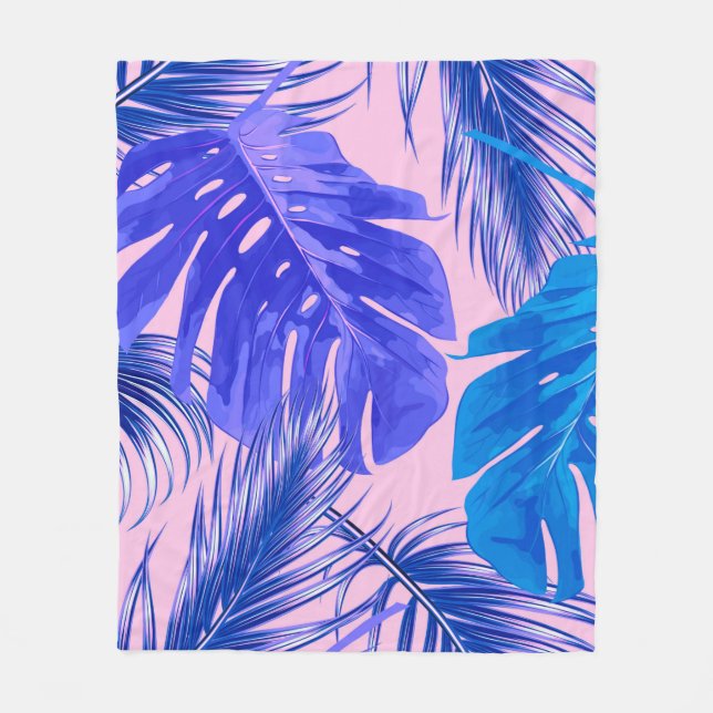 Tropical palm leaves, jungle leaves seamless flora fleecefilt (Framsidan)