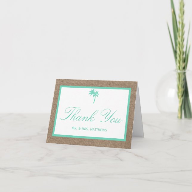 Tropical Palm Tree Beach Wedding kollektionen Tack Kort (Framsida)
