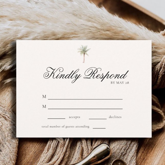 Tropical Palm Tree Elegant Minimalist Wedding RSVP (Skapare uppladdad)