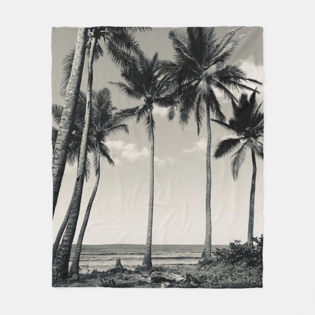 TROPICAL PALM TREE ON THE BEACH FLEECEFILT (Framsidan)