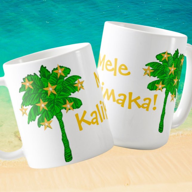 Tropical Palm Tree Stars Personalized  Kaffemugg (Personalize with your own message!)