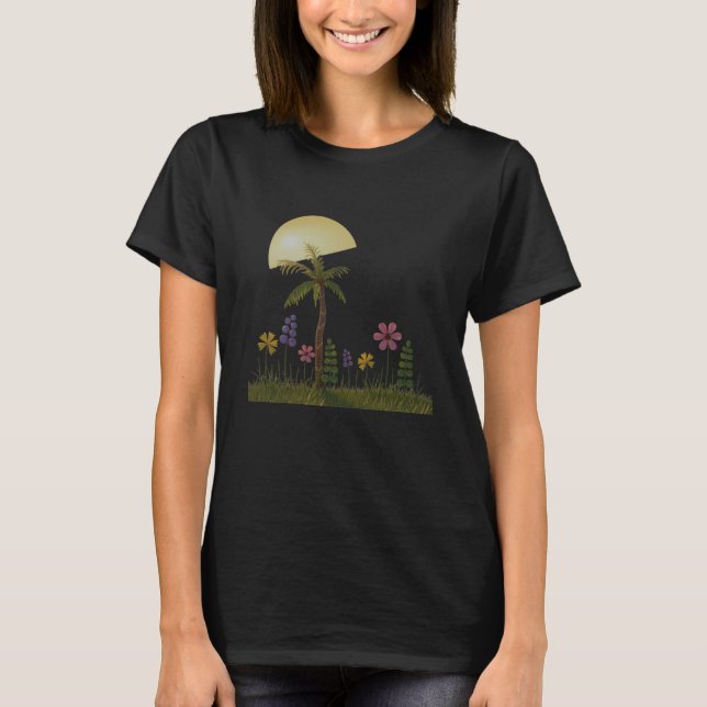 Tropical Palm Tree Sunset Women T-Shirt (Framsida)
