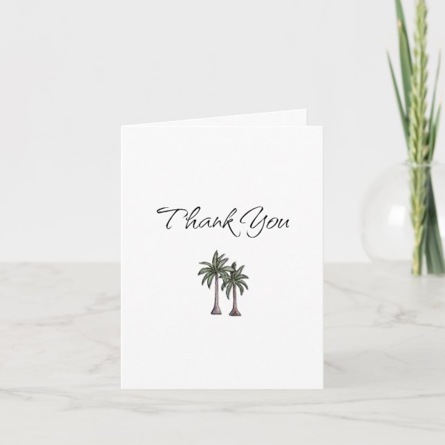Tropical Palm Trees Birthday Gift Elegant Tack Kort (Framsida)