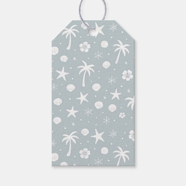 Tropical Palm Trees Coastal Christmas  Presentetikett (Framsidan)