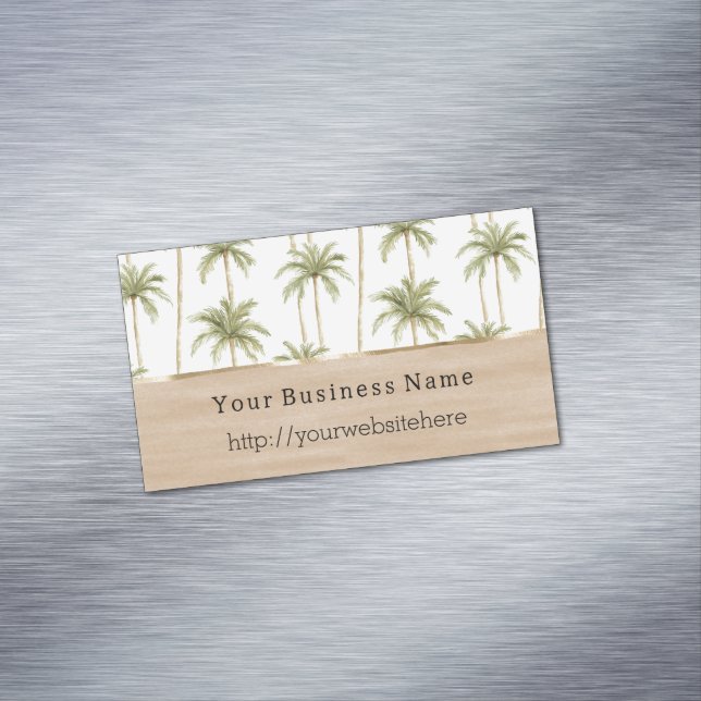 Tropical Palm Trees Cream Business name website Magnetiska Visitkort (In Situ)