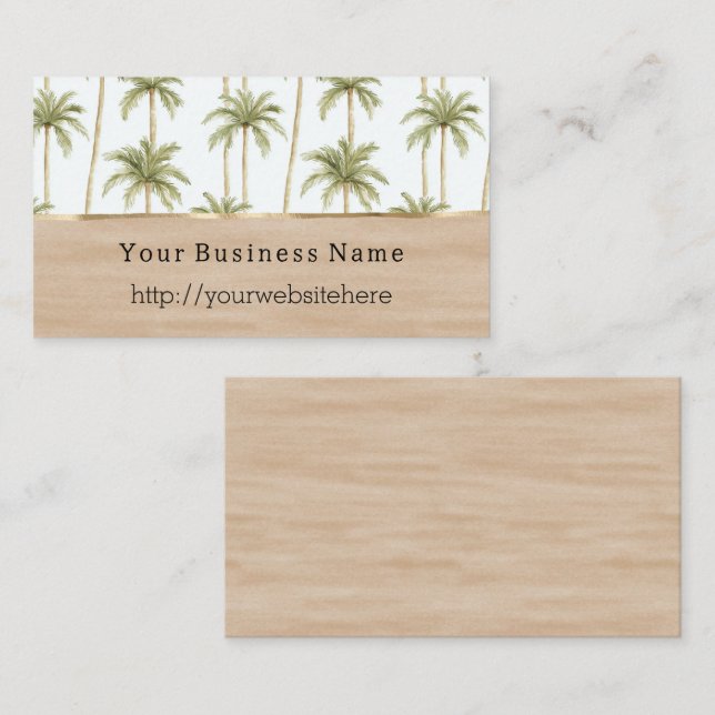 Tropical Palm Trees Cream Business name website Visitkort (Fram/baksida)