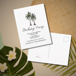 Tropical Palm Trees Elegant 30th Birthday Party Inbjudan Vykort