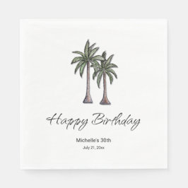 Tropical Palm Trees Elegant 30th Birthday Party Pappersservett