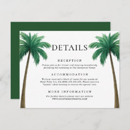 Tropical Palm Trees Minimal Beach Wedding Details Tilläggskort