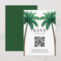 Tropical Palm Trees Minimal Beach Wedding QR Code