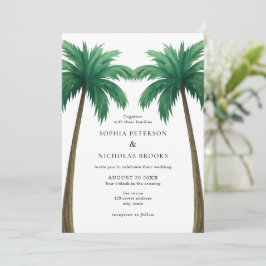 Tropical Palm Trees Minimal Photo Beach Wedding Inbjudningar