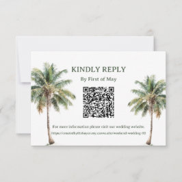 Tropical Palm Trees QR RSVP Card OSA Kort