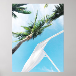 Tropical Palm Trees Under Blue Sky Photography Poster