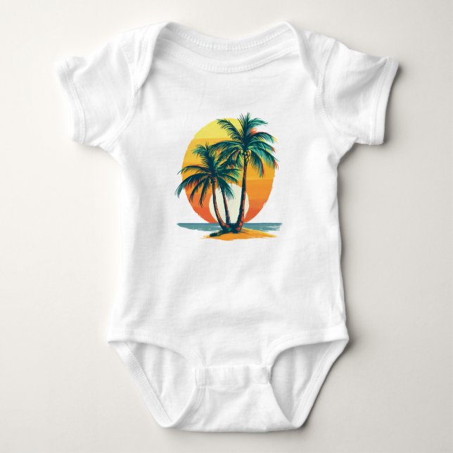 Tropical Palm Trees with Vibrant Sunset T Shirt (Framsida)