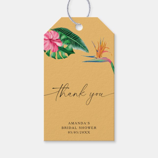 Tropical Palm Watercolor Geometric tack Presentetikett (Framsidan)
