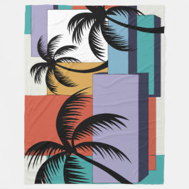 Tropical Palms on Geometric Sunset Background Fleecefilt