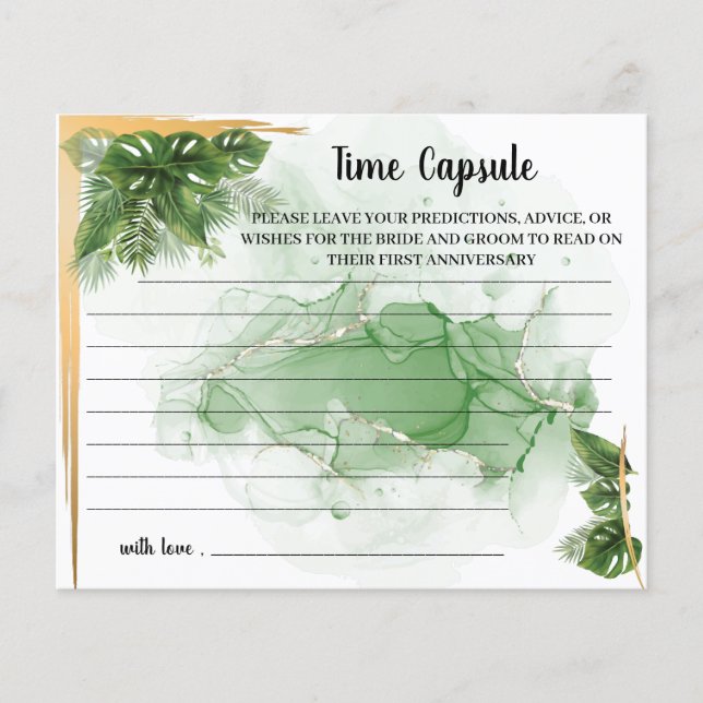 Tropical PalmTime Capsule Advice BridalShower-kort Flygblad (Framsidan)
